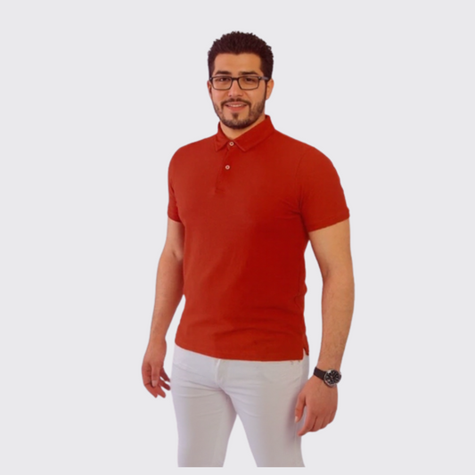 Polo en Cotton - Unis - Rouge