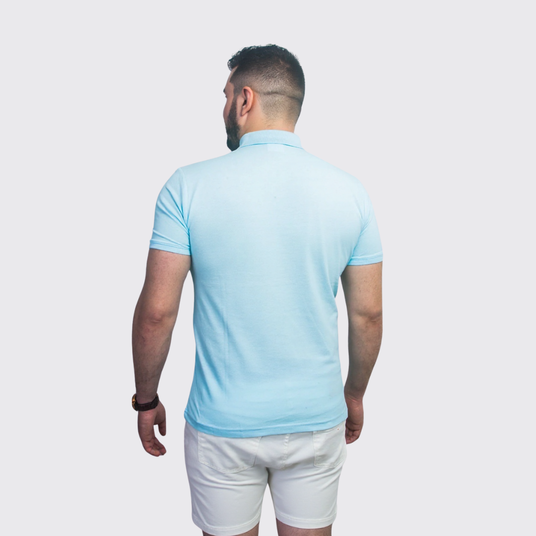 Polo à Motif - Bleu Ciel