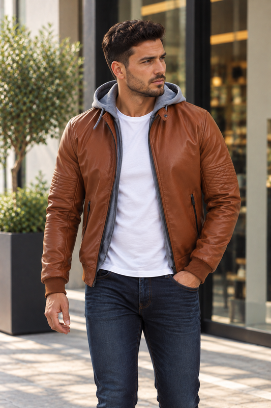 Enos Jeans Vestes Simili Cuir - Marron