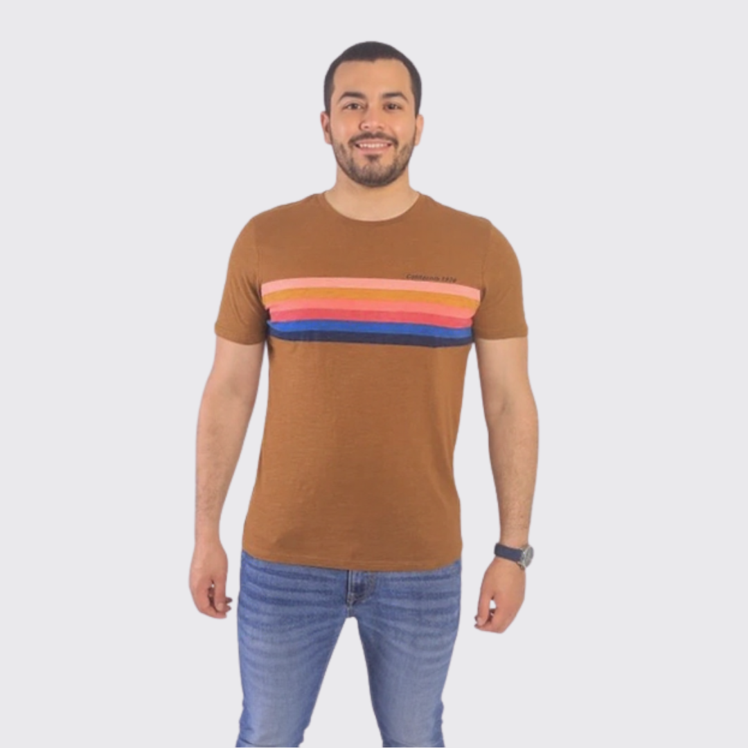 T-shirt Beker's homme a Motif - Marron