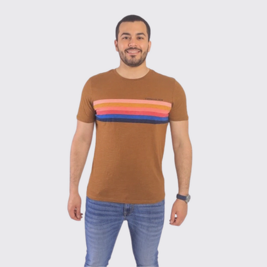 T-shirt Beker's homme a Motif - Marron