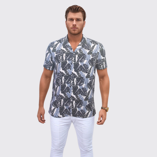 Chemise à Fleur - Blanc / Bleu