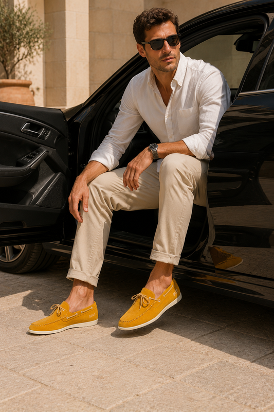 Mocassins En Daim - Jaune