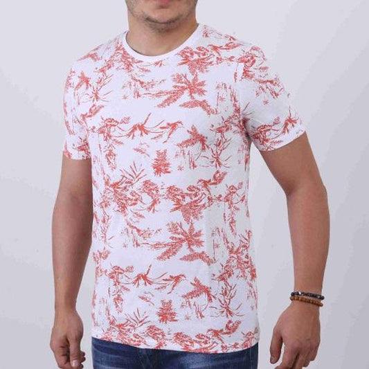 T-Shirt À Fleur - Blanc/Rouge