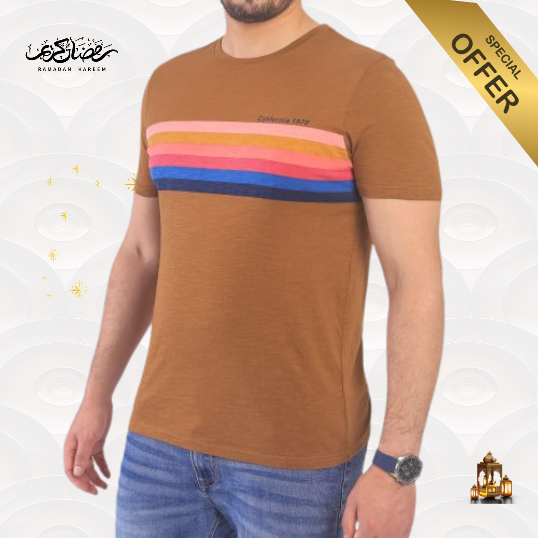 T-shirt Beker's homme a Motif - Marron