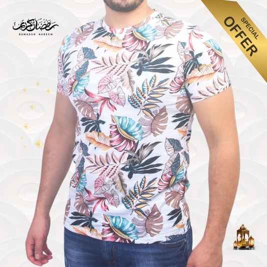 T-shirt à Fleur - Blanc