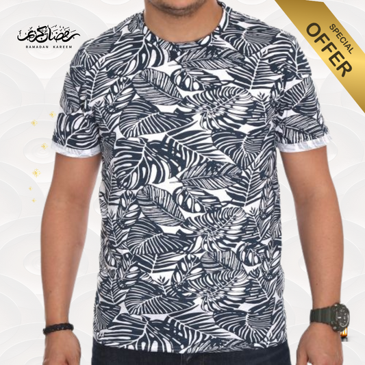 Y.two Jeans T-Shirt Homme - Bleu/Blanc