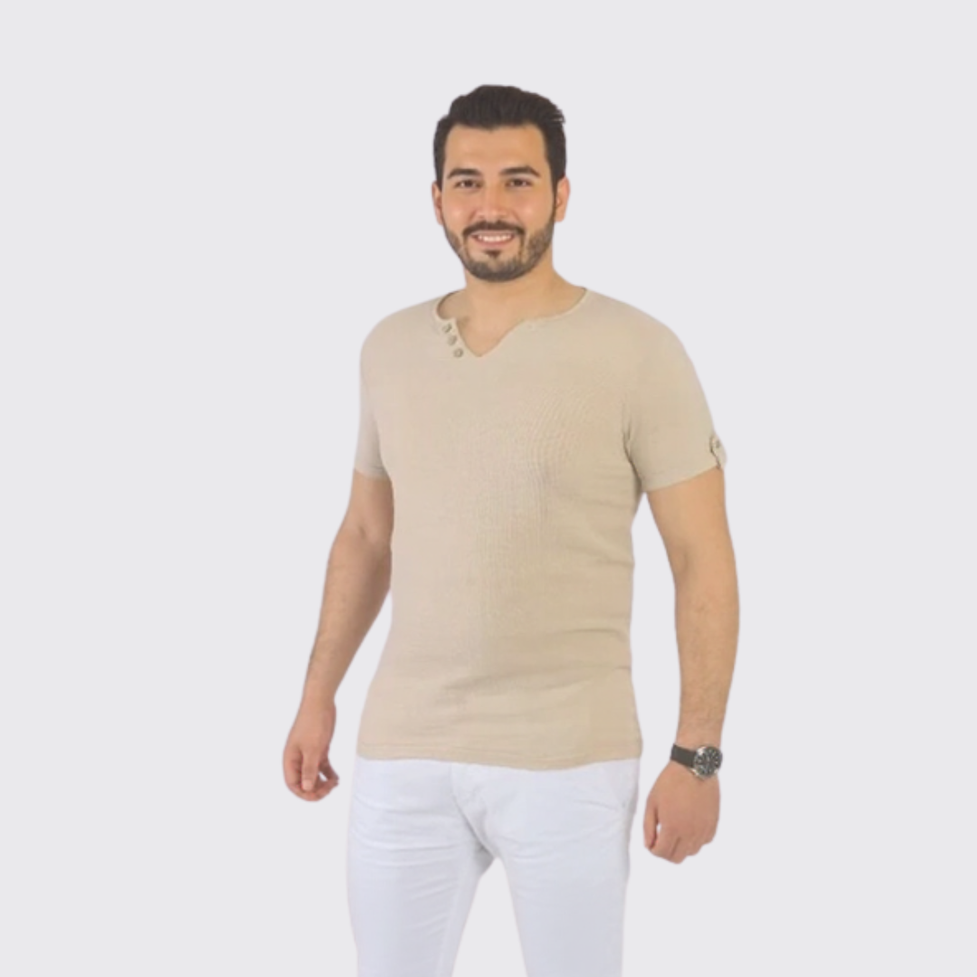 Focus T-shirt à Boutons - Beige