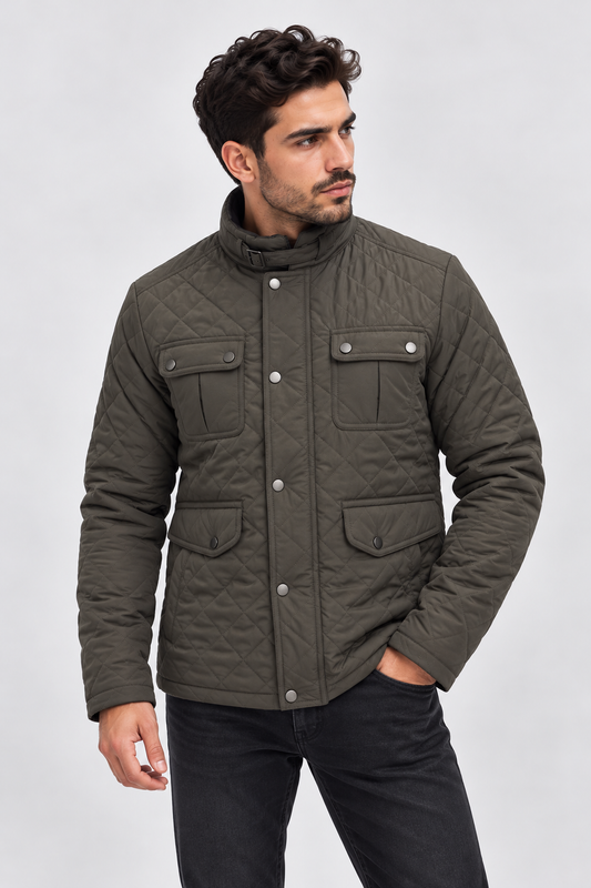 Veste Matelassée - Col Montant - Vert militaire