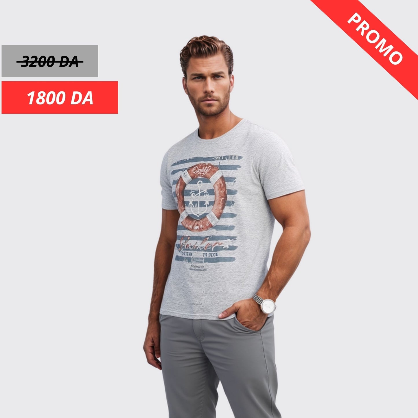 T-shirt Beker's homme a Motif - Gris