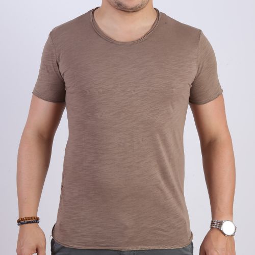 Y.two Jeans T-Shirt Homme 100% Coton - Camel