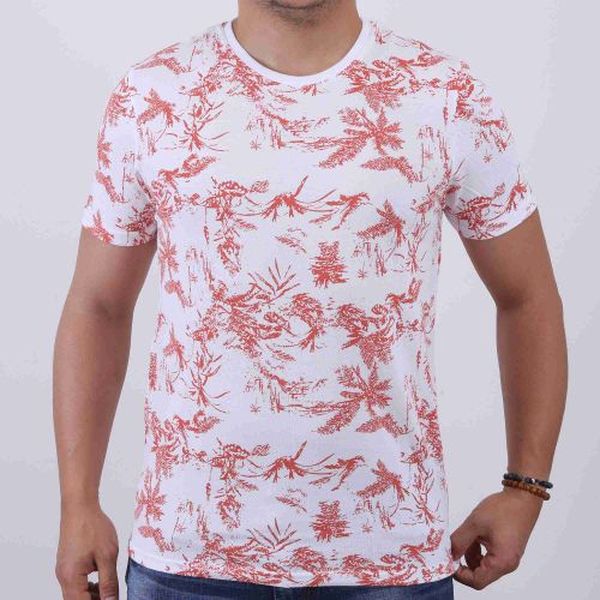 T-Shirt À Fleur - Blanc/Rouge