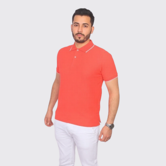 Polo en Cotton - Unis - Rouge