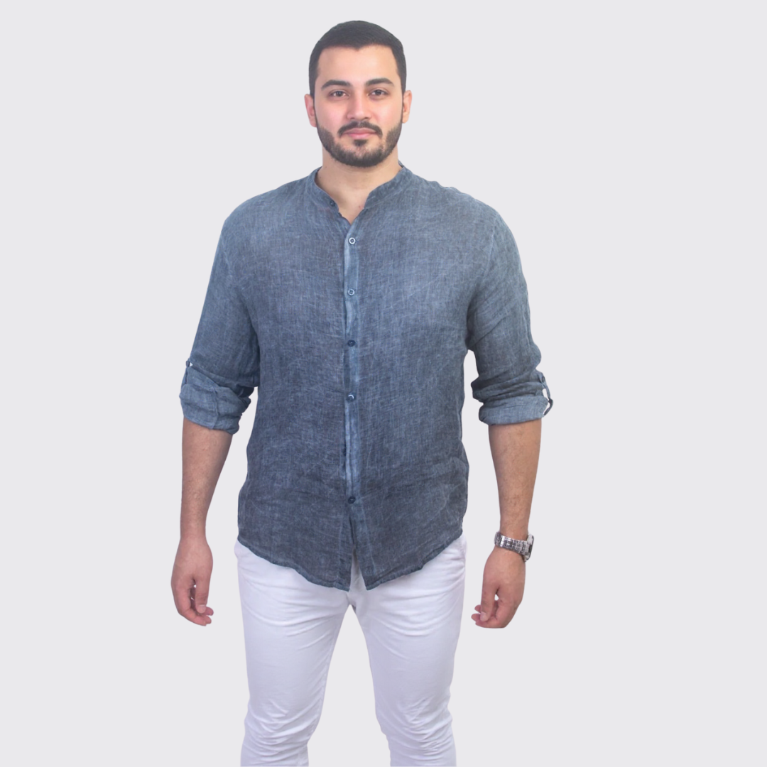 Chemise En Lin - Bleu Marine