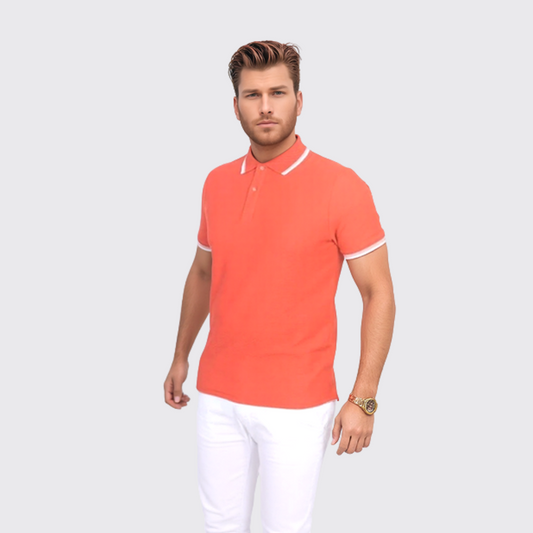 Polo en Cotton - unis - Rouge
