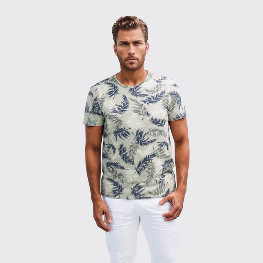 T-shirt à Motif Feuille De Palme - Vert Olive