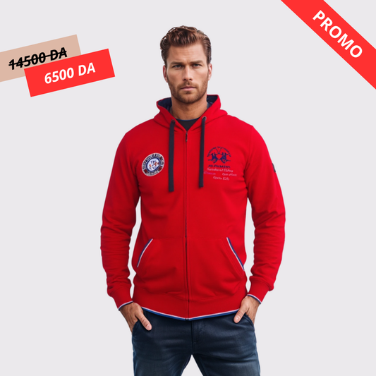 Sweat-shirt à Capuche fermeture Zippé 100% Cotton - Edition Polo Tour