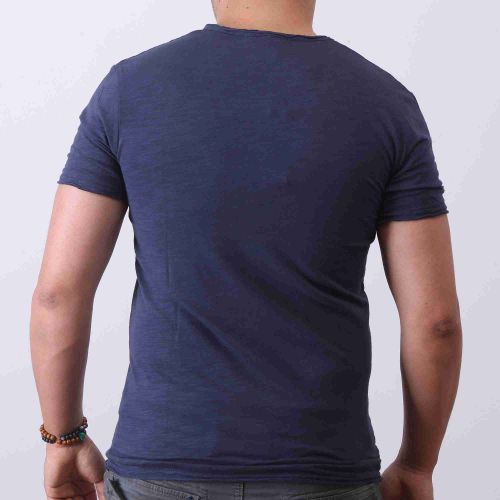 Y.two Jeans T-Shirt Homme 100% coton Col V - Bleu Marine
