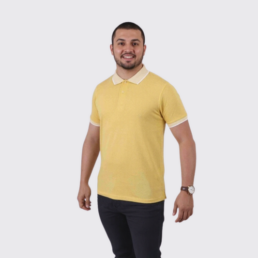 Polo en Cotton - unis - Jaune