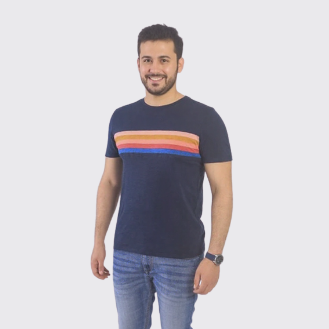 T-shirt Beker's homme a Motif - bleu Marine