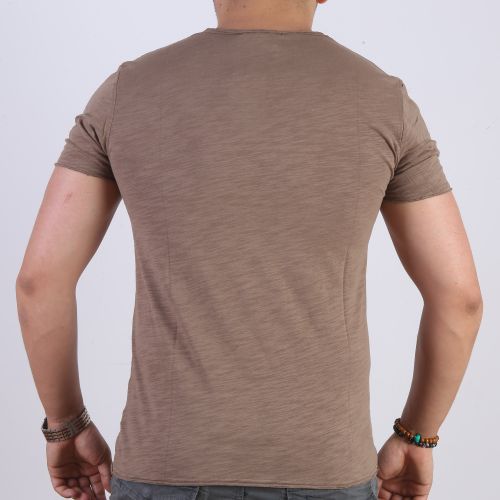 Y.two Jeans T-Shirt Homme 100% Coton - Camel