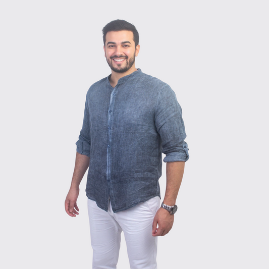 Chemise En Lin - Bleu Marine