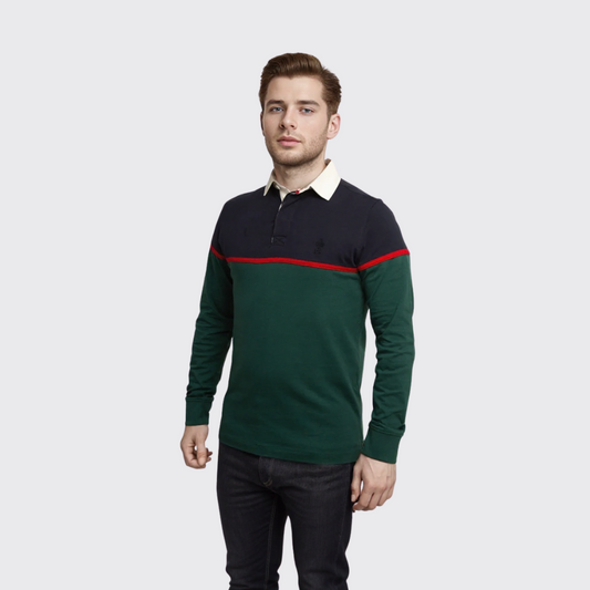 Polo Manches Longues - Vert / Bleu