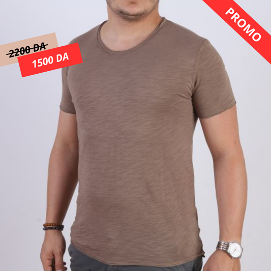 Y.two Jeans T-Shirt Homme 100% Coton - Camel
