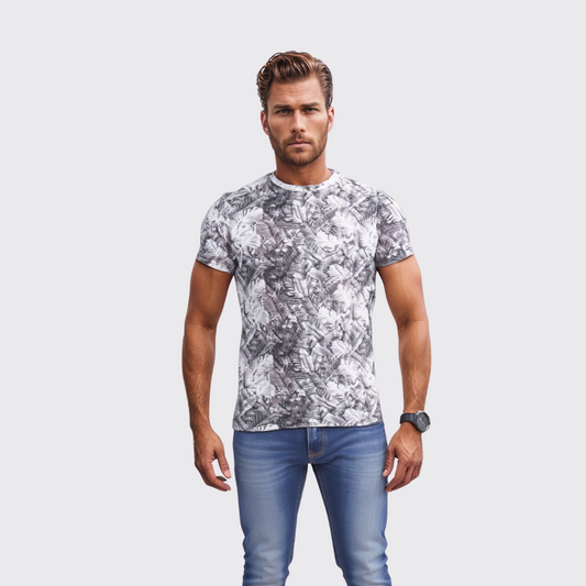 T-Shirt À Motif - Gris