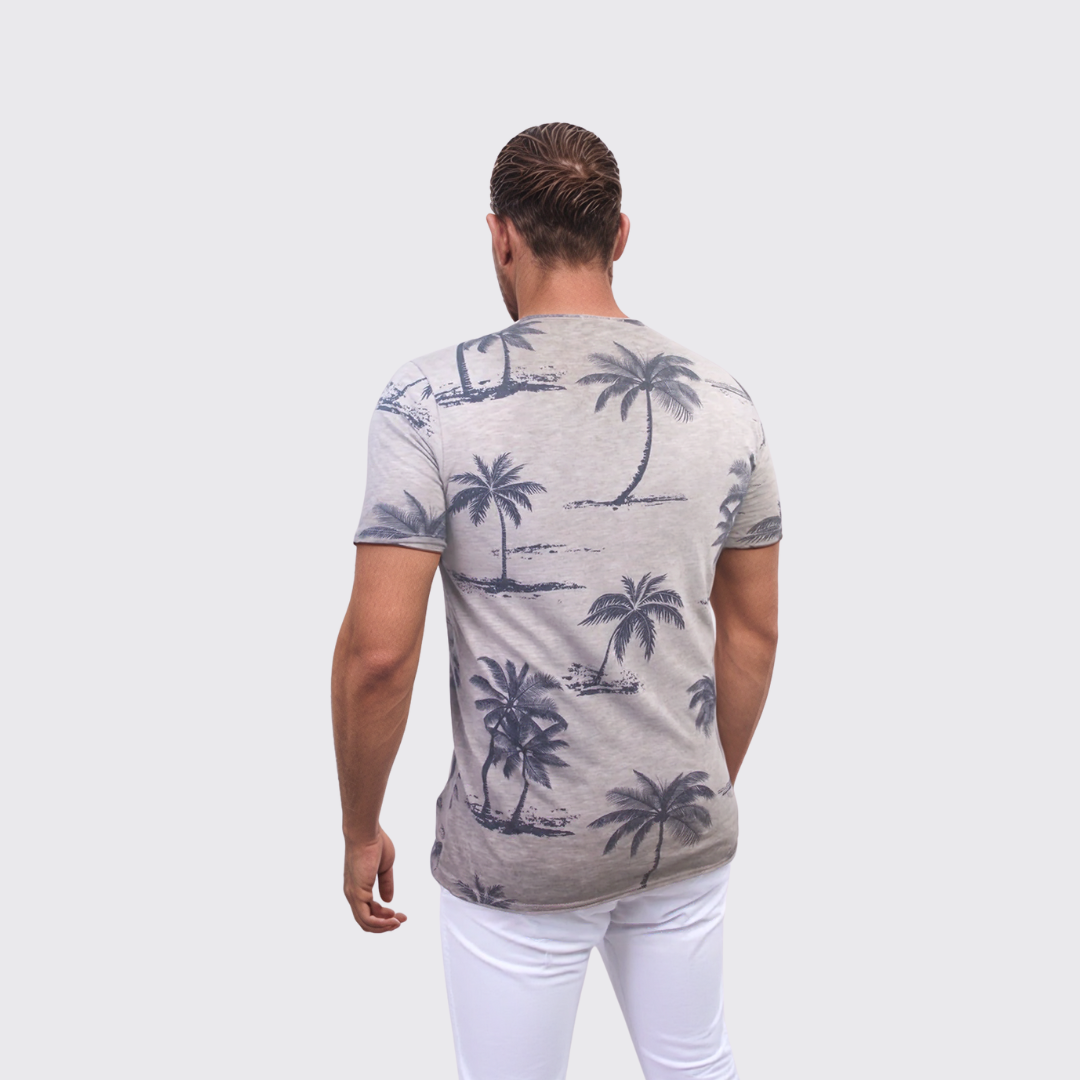 T-shirt à Motif Palmier - Gris