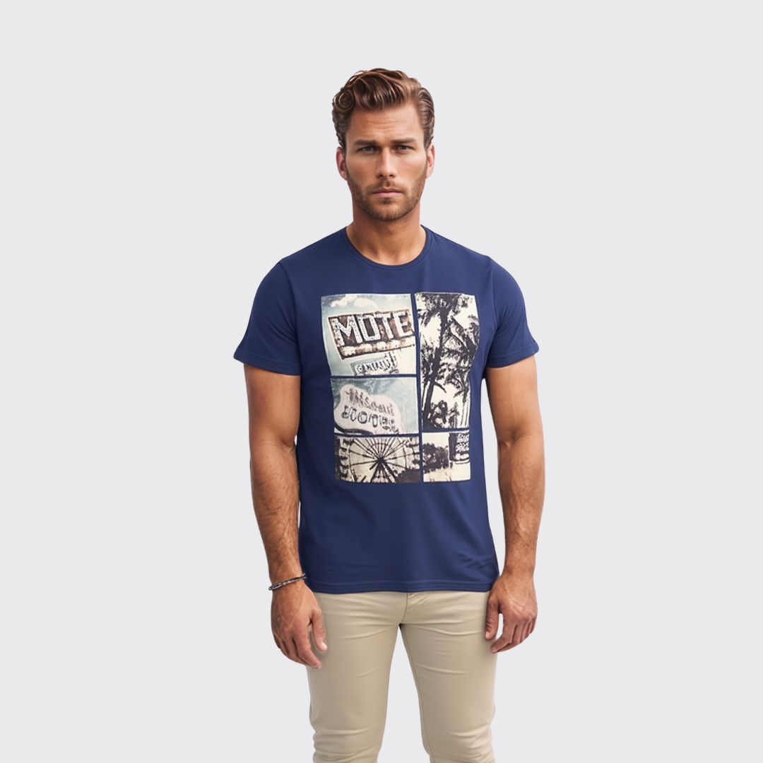 T-shirt Beker's homme - Bleu Marine