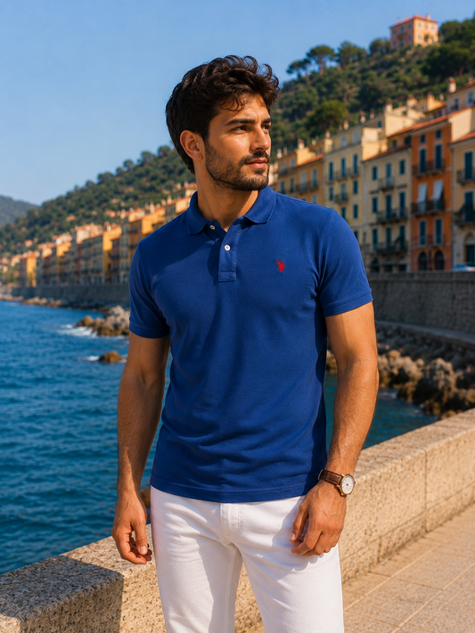 Polo à Motif - Bleu Royal