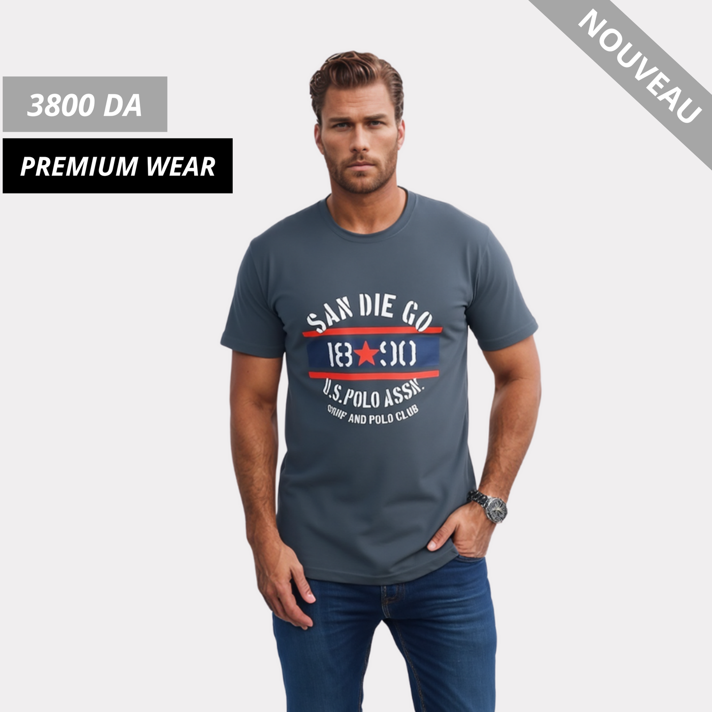 US Polo T-Shirt homme - Gris