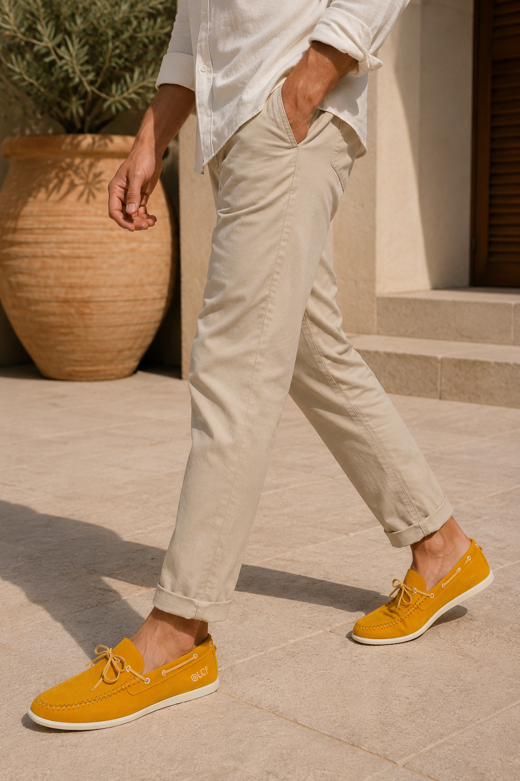 Mocassins En Daim - Jaune