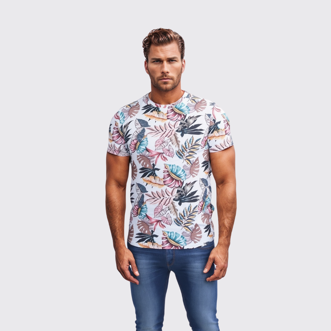 T-shirt à Fleur - Blanc