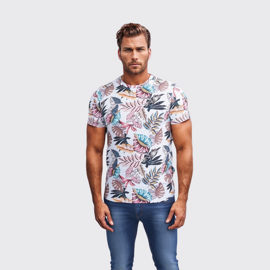 T-shirt à Fleur - Blanc