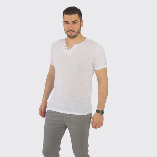 Focus T-Shirt À Boutons - Blanc