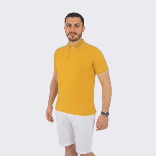 Polo en Cotton - unis - Jaune