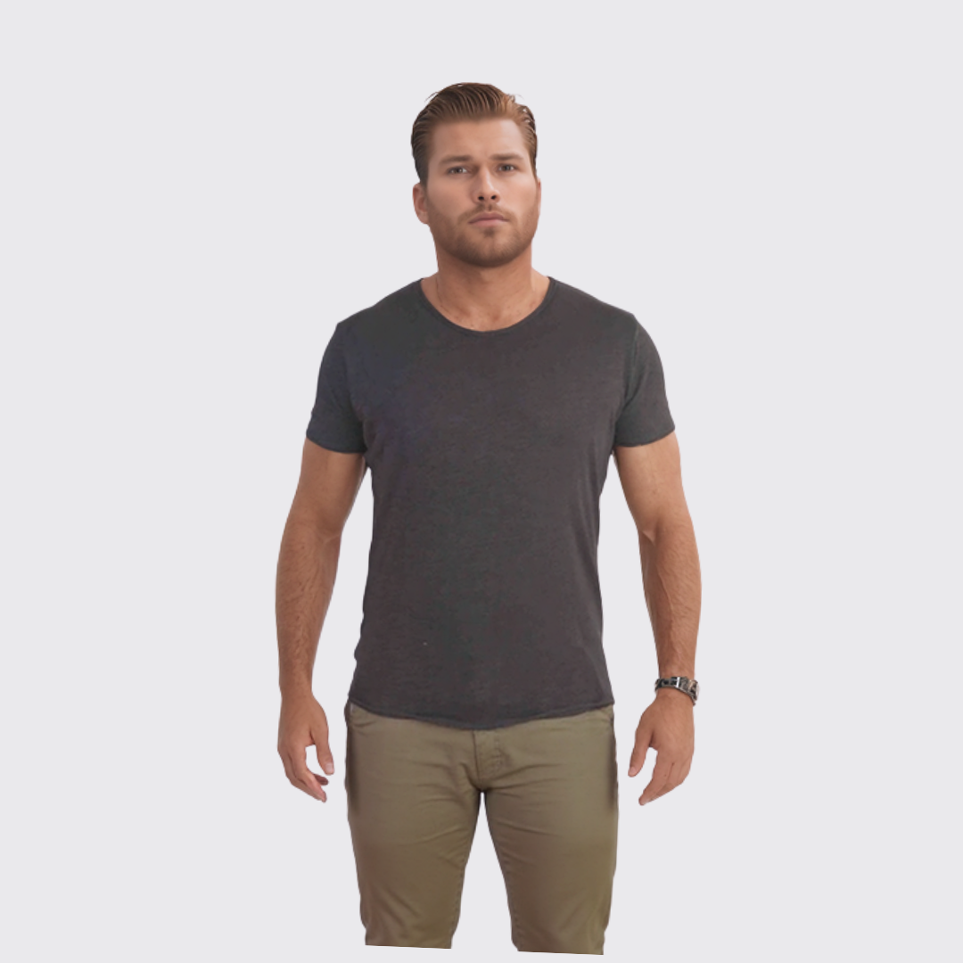 Y.two Jeans T-Shirt Homme 100% Coton - Gris Souris