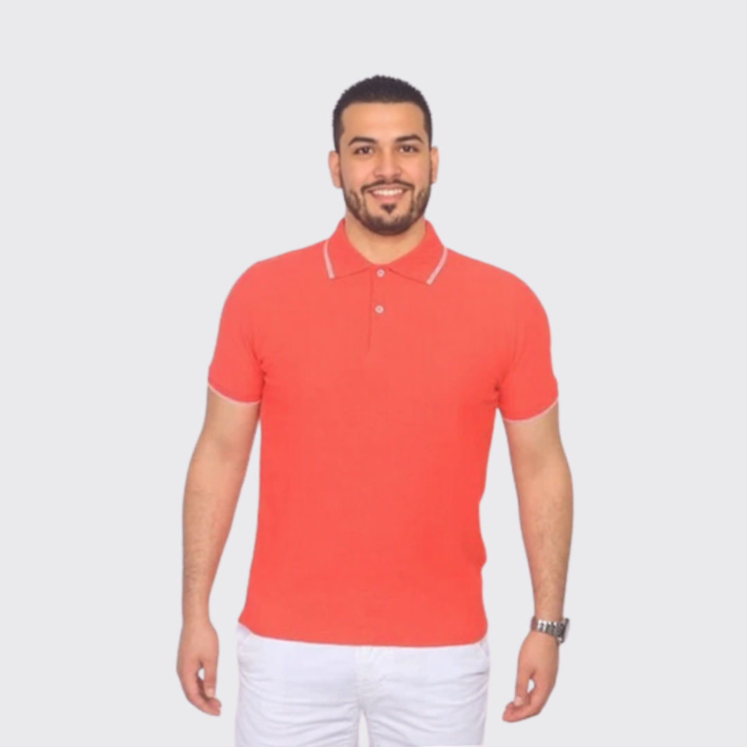 Polo en Cotton - Unis - Rouge