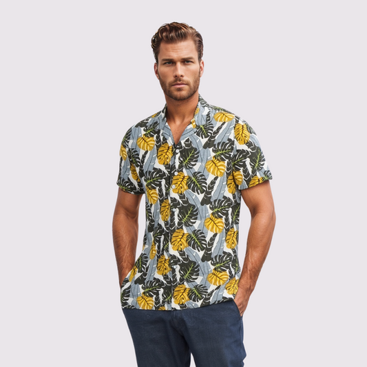 Chemise à Fleur - Gris / Jaune