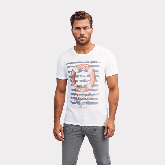 T-shirt Baker's homme a Motif - Blanc