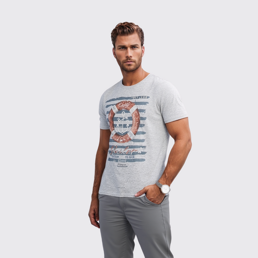 T-shirt Beker's homme a Motif - Gris