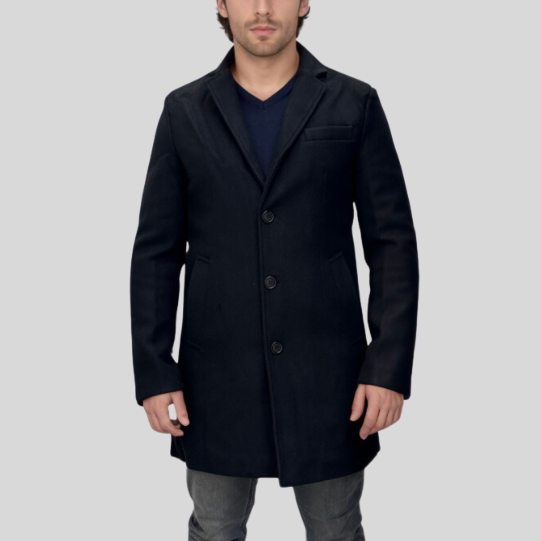 Enos Jeans Veste Longue Type Pardessus - Noir