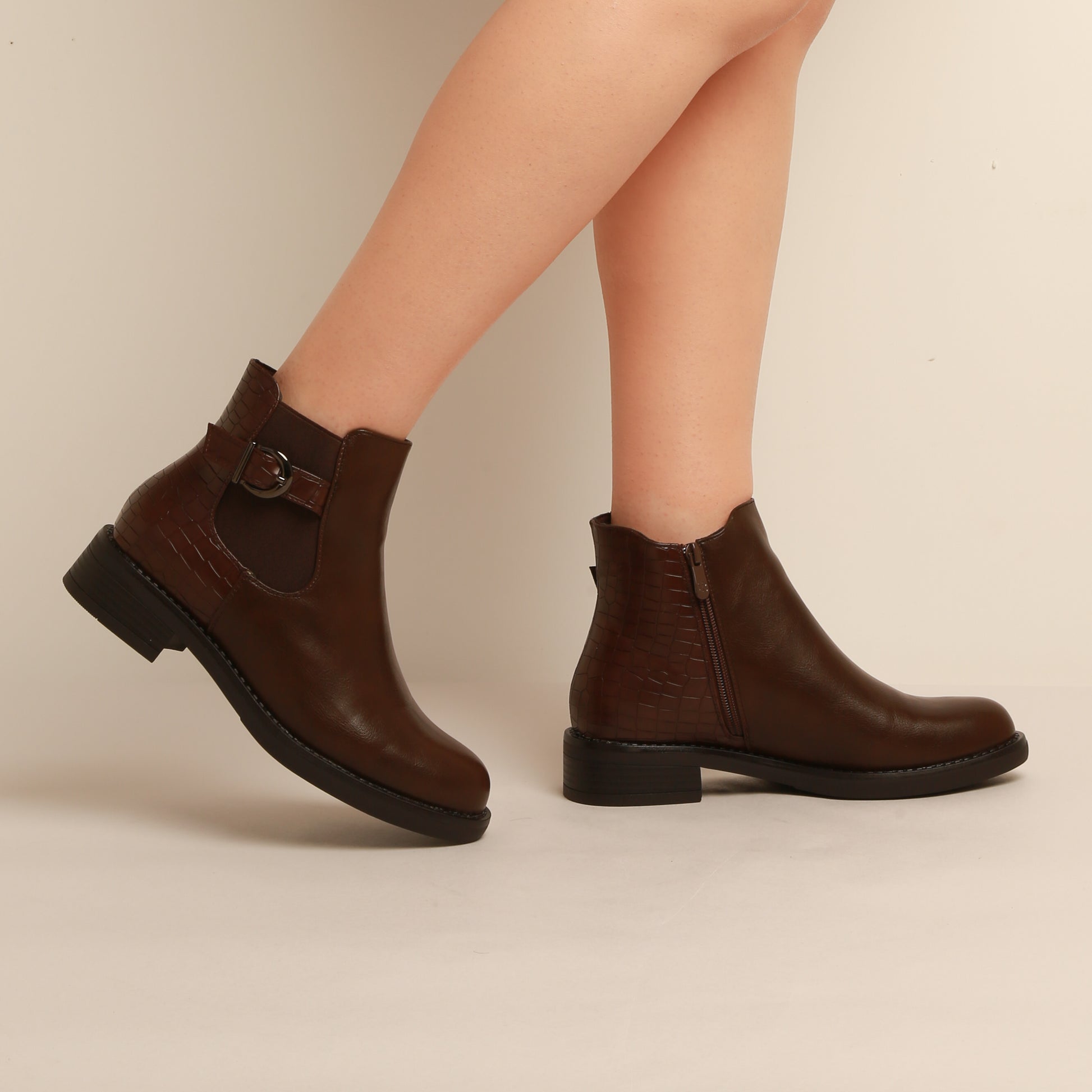 Bottine à talon Marron Foncé – Allure dz