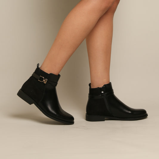 Bottine Simili Cuir - Noir