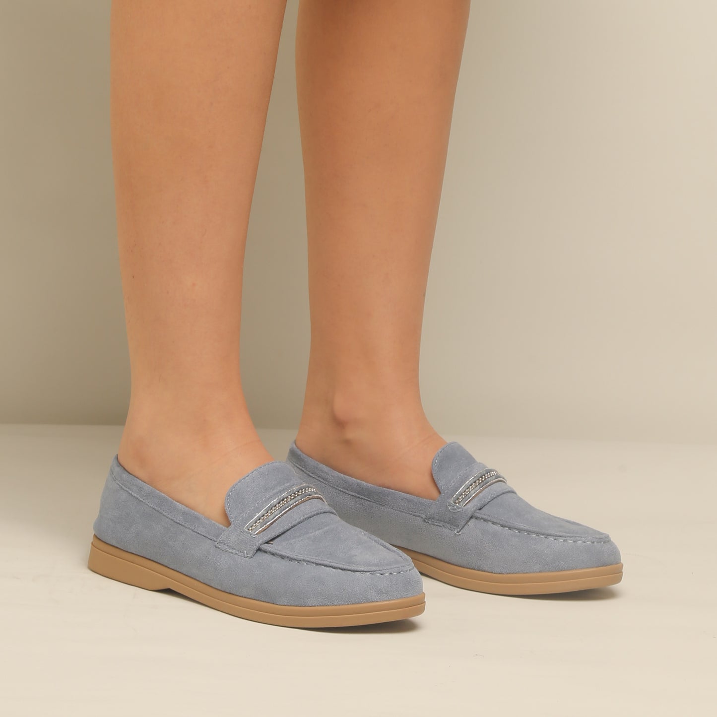 Mocassin En Daim -Bleu