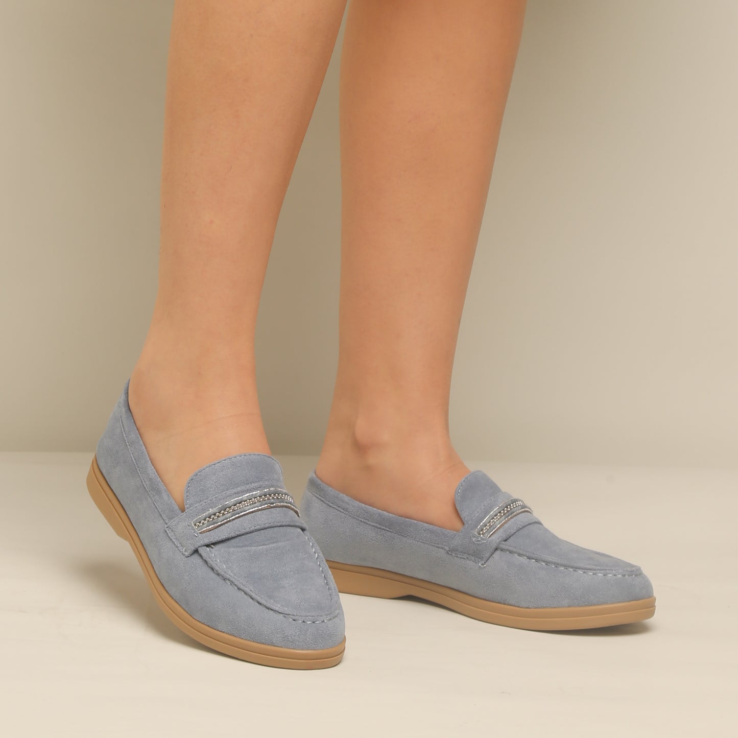 Mocassin En Daim -Bleu