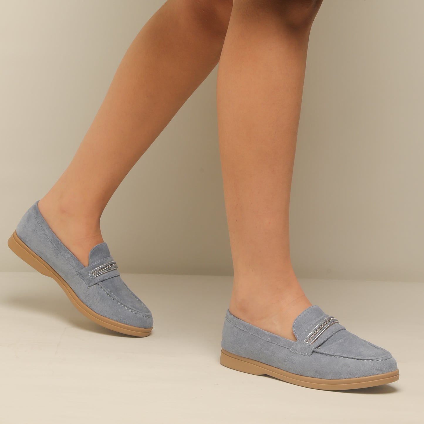 Mocassin En Daim -Bleu