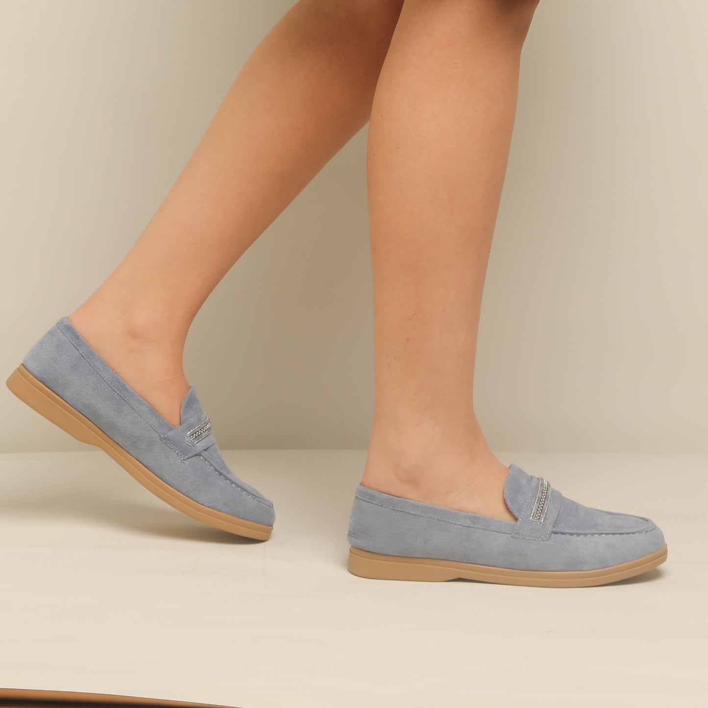 Mocassin En Daim -Bleu